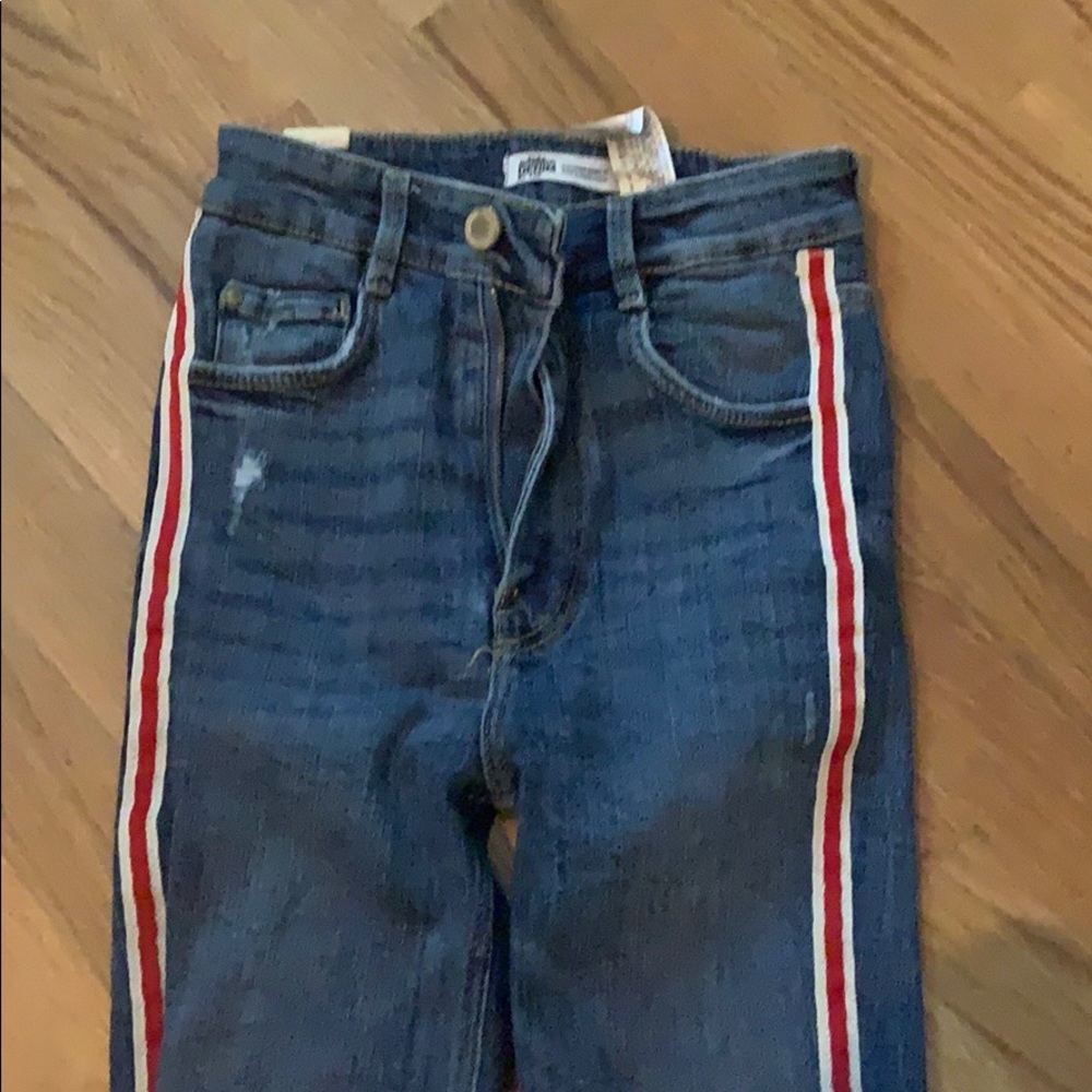 zara red stripe jeans